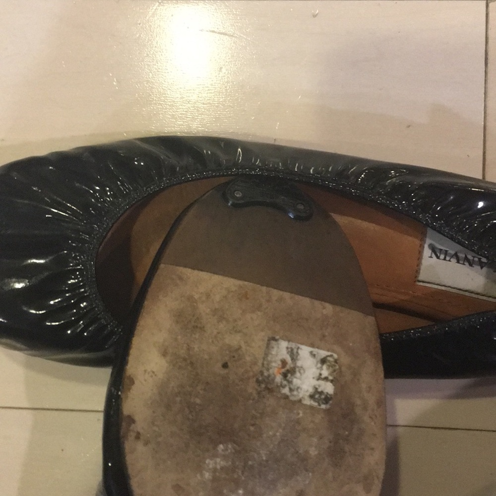 Lanvin Black Patent Leather Ruched Ballet Sz 39 - Picture 6 of 6